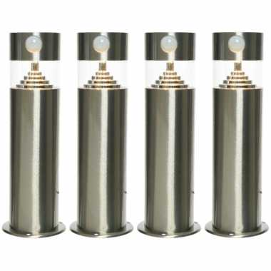 Set stuks solar tuinlamp/prikspot bewegingssensor cilinder zonne energie