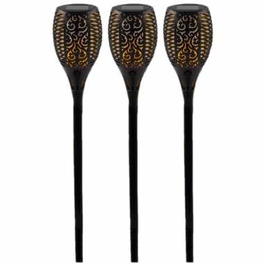Set stuks solar tuinlampen/fakkels vlameffect zonne energie