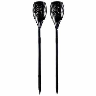 Set stuks solar tuinlampen/fakkels vlameffect zonne energie