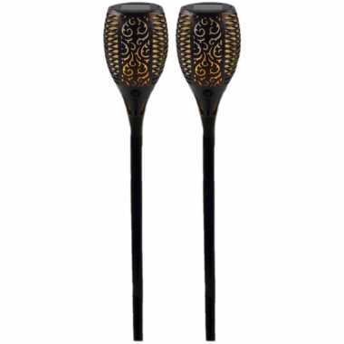 Set stuks solar tuinlampen/fakkels vlameffect zonne energie