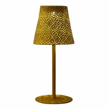 Solar tafellamp/schemerlamp goud metaal buiten