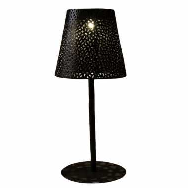 Solar tafellamp/schemerlamp zwart metaal buiten