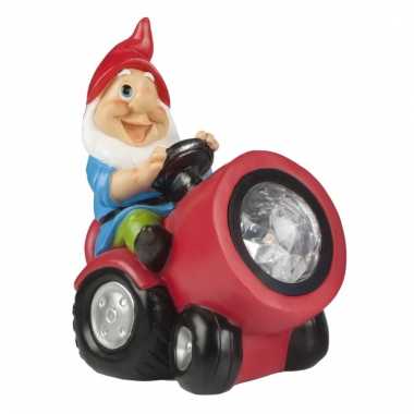 Tuinbeeld kabouter rode tracker led licht