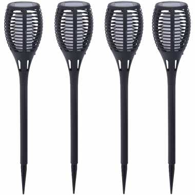 X solar fakkels/toortsen zwart vlam effect zonne energie tuinverlichting