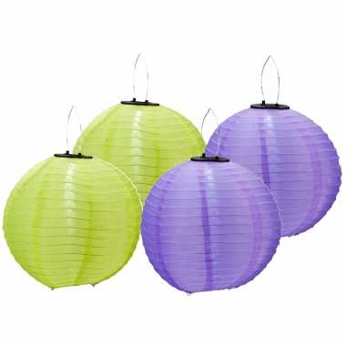 X stuks gekleurde buiten/tuin party solar lampionnen