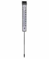 Buiten solar thermometer wit led licht aluminium